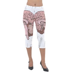 Cerebrum Human Structure Cartoon Human Brain Lightweight Velour Capri Leggings  by Sapixe