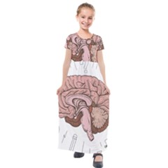 Cerebrum Human Structure Cartoon Human Brain Kids  Short Sleeve Maxi Dress by Sapixe