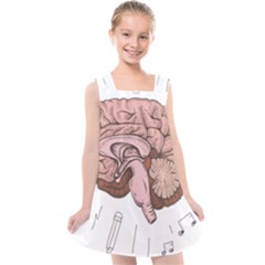 Cerebrum Human Structure Cartoon Human Brain Kids  Cross Back Dress by Sapixe