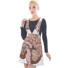 Cerebrum Human Structure Cartoon Human Brain Plunge Pinafore Velour Dress by Sapixe