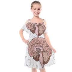 Cerebrum Human Structure Cartoon Human Brain Kids  Cut Out Shoulders Chiffon Dress by Sapixe