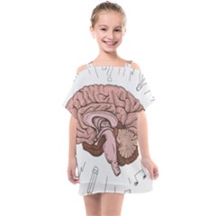 Cerebrum Human Structure Cartoon Human Brain Kids  One Piece Chiffon Dress by Sapixe