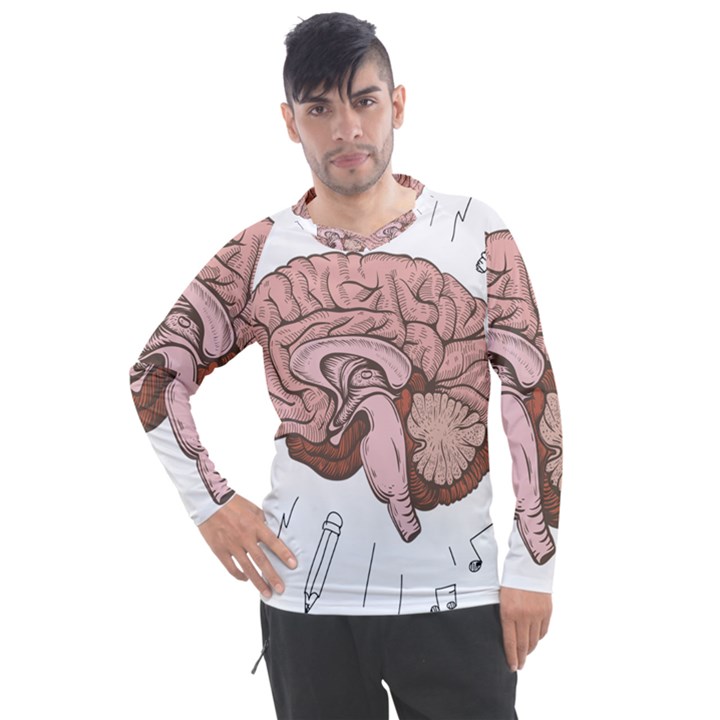 Cerebrum Human Structure Cartoon Human Brain Men s Pique Long Sleeve Tee