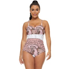 Cerebrum Human Structure Cartoon Human Brain Retro Full Coverage Swimsuit