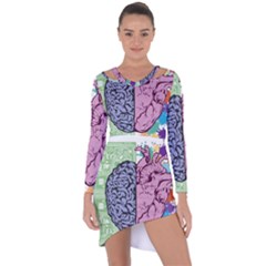 Brain Heart Balance Asymmetric Cut-out Shift Dress by Sapixe