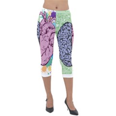 Brain Heart Balance Lightweight Velour Capri Leggings  by Sapixe