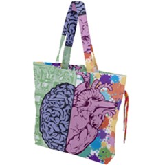 Brain Heart Balance Drawstring Tote Bag by Sapixe