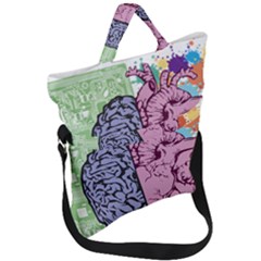 Brain Heart Balance Fold Over Handle Tote Bag by Sapixe