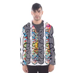 Brain Mind Psychology Idea Hearts Men s Hooded Windbreaker