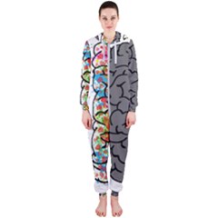 Brain Mind Psychology Idea Hearts Hooded Jumpsuit (ladies)