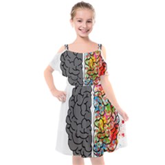 Brain Mind Psychology Idea Hearts Kids  Cut Out Shoulders Chiffon Dress by Sapixe