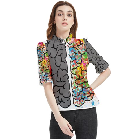 Brain Mind Psychology Idea Hearts Frill Neck Blouse by Sapixe