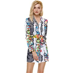 Brain Mind Psychology Idea Hearts Long Sleeve Satin Robe by Sapixe