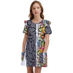 Brain Mind Psychology Idea Hearts Kids  Frilly Sleeves Pocket Dress