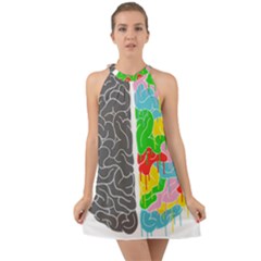 Clip Art Brain Halves Halter Tie Back Chiffon Dress by Sapixe