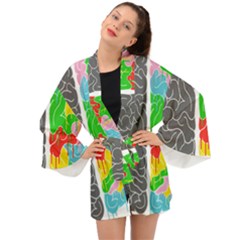 Clip Art Brain Halves Long Sleeve Kimono by Sapixe