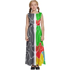 Clip Art Brain Halves Kids  Satin Sleeveless Maxi Dress