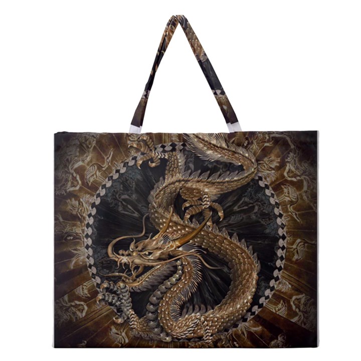 Dragon Pentagram Zipper Large Tote Bag