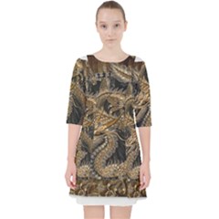 Dragon Pentagram Quarter Sleeve Pocket Dress by Sapixe