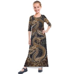 Dragon Pentagram Kids  Quarter Sleeve Maxi Dress by Sapixe