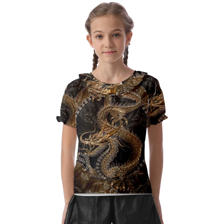 Dragon Pentagram Kids  Frill Chiffon Blouse