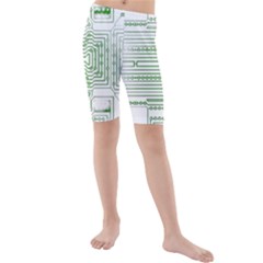 Circuit Board Kids  Mid Length Swim Shorts by Sapixe