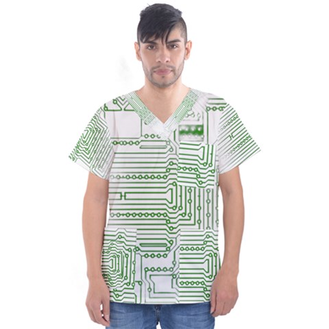 Circuit Board Men s V-neck Scrub Top by Sapixe