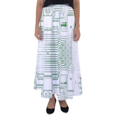 Circuit Board Flared Maxi Skirt by Sapixe