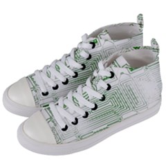 Circuit Board Women s Mid-top Canvas Sneakers by Sapixe