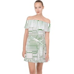 Circuit Board Off Shoulder Chiffon Dress by Sapixe