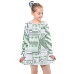 Circuit Board Kids  Long Sleeve Dress by Sapixe