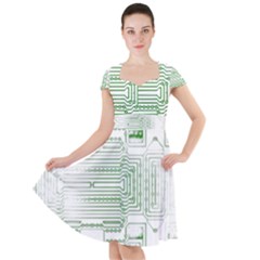 Circuit Board Cap Sleeve Midi Dress by Sapixe