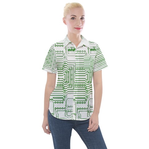 Circuit Board Women s Short Sleeve Pocket Shirt by Sapixe