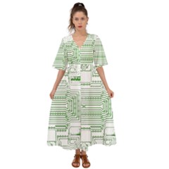 Circuit Board Kimono Sleeve Boho Dress by Sapixe