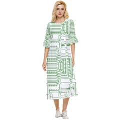 Circuit Board Double Cuff Midi Dress by Sapixe