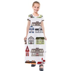 Houses Kids  Short Sleeve Maxi Dress by Sapixe