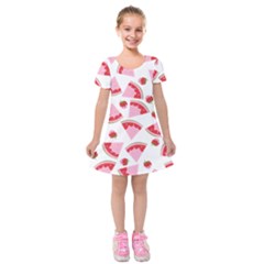 Pink Watermeloon Kids  Short Sleeve Velvet Dress by Sapixe