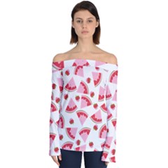 Pink Watermeloon Off Shoulder Long Sleeve Top by Sapixe