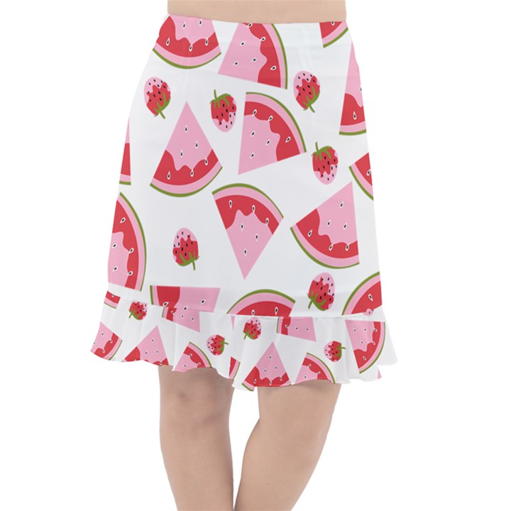 Pink Watermeloon Fishtail Chiffon Skirt