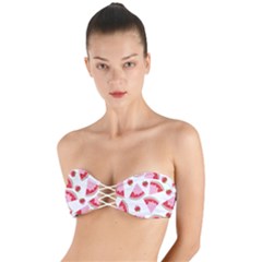 Pink Watermeloon Twist Bandeau Bikini Top by Sapixe