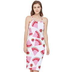 Pink Watermeloon Bodycon Cross Back Summer Dress by Sapixe