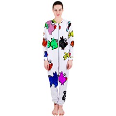 Fish Fishes Marine Life Swimming Water Onepiece Jumpsuit (ladies)