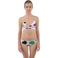 Fish Fishes Marine Life Swimming Water Wrap Around Bikini Set by Sapixe