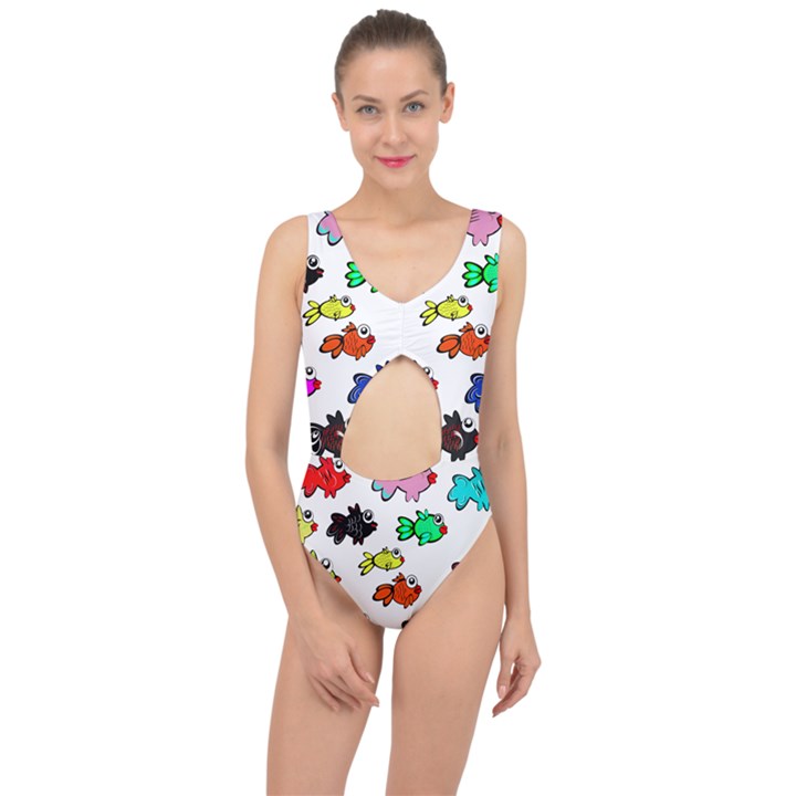 Fish Fishes Marine Life Swimming Water Center Cut Out Swimsuit