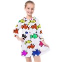 Fish Fishes Marine Life Swimming Water Kids  Quarter Sleeve Shirt Dress View1