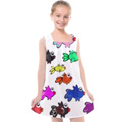 Fish Fishes Marine Life Swimming Water Kids  Cross Back Dress by Sapixe