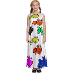 Fish Fishes Marine Life Swimming Water Kids  Satin Sleeveless Maxi Dress by Sapixe