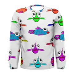 Fish Swim Cartoon Funnycute Men s Long Sleeve Tee