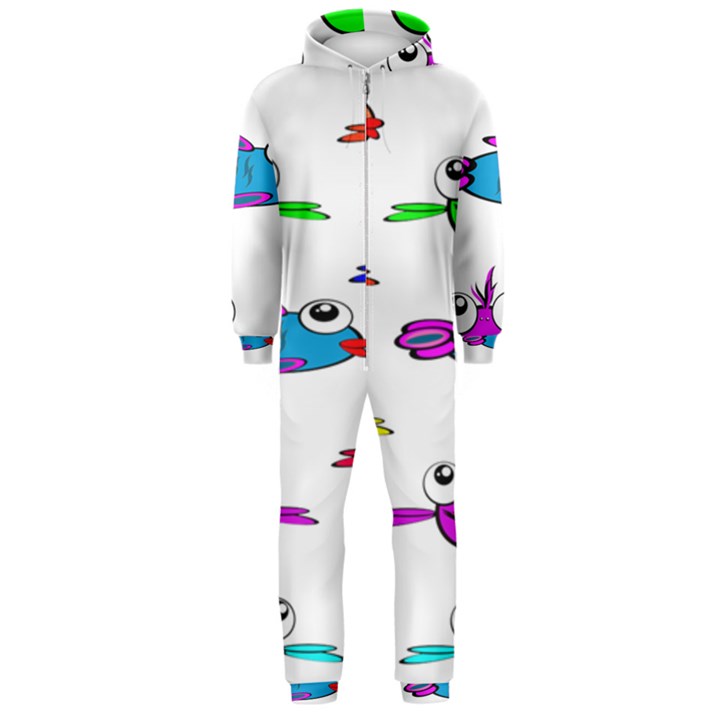 Fish Swim Cartoon Funnycute Hooded Jumpsuit (Men)