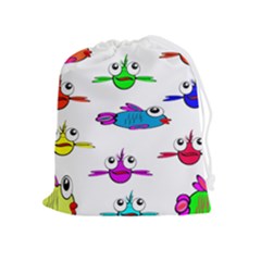 Fish Swim Cartoon Funnycute Drawstring Pouch (xl) by Sapixe